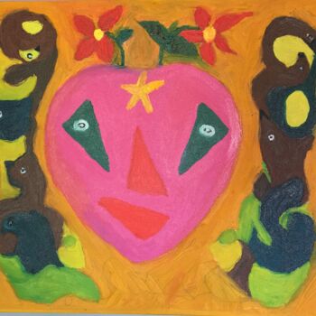 Pintura intitulada "O Coração e o Rosto" por Maria De Lourdes De Castro Rodrigues, Obras de arte originais, Tinta