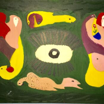 「O olho que tudo vê…」というタイトルの絵画 Maria De Lourdes De Castro Rodriguesによって, オリジナルのアートワーク, オイル