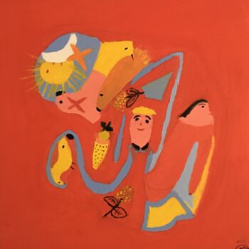 Peinture intitulée "A Mulher e o Sapato" par Maria De Lourdes De Castro Rodrigues, Œuvre d'art originale, Huile