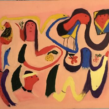 Pintura intitulada "O palhaço e seus br…" por Maria De Lourdes De Castro Rodrigues, Obras de arte originais, Óleo