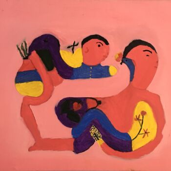 Painting titled "O menino e o leque" by Maria De Lourdes De Castro Rodrigues, Original Artwork