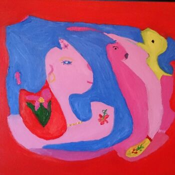 Painting titled "A ET Que Visitou A…" by Maria De Lourdes De Castro Rodrigues, Original Artwork, Oil