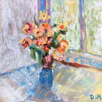 Malarstwo zatytułowany „Bouquet of fresh fl…” autorstwa Maria Delendik, Oryginalna praca, Pastel