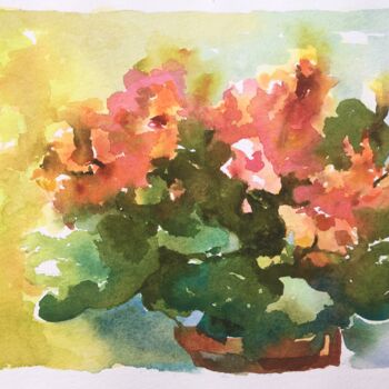 Painting titled "Kalanchoe flower bo…" by Maria Delendik, Original Artwork, Watercolor