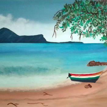 Pintura titulada "Playa Mochima" por María Dolores Parada Cordal, Obra de arte original, Acrílico Montado en Panel de madera