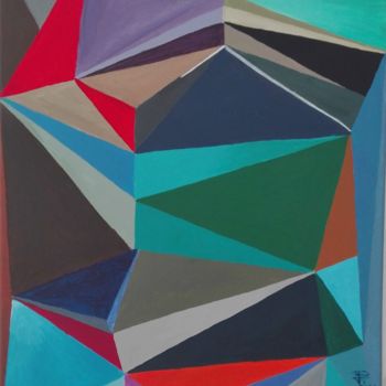 Painting titled "Triangulos" by María Dolores Parada Cordal, Original Artwork, Acrylic Mounted on Wood Panel