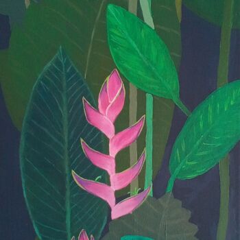 绘画 标题为“Heliconias” 由María Dolores Parada Cordal, 原创艺术品, 丙烯 安装在木板上