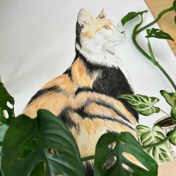 Картина под названием "Karma ir a cat" - María Emilia Villegas, Подлинное произведение искусства, Акварель