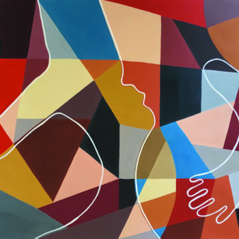 Painting titled "OVERLAP" by Maria Fernandes Marques, Original Artwork, Gouache