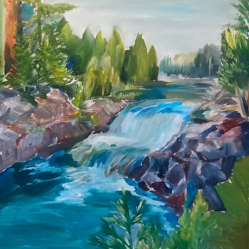 Painting titled "Водопад Кивач" by Mariia Filippova, Original Artwork, Oil