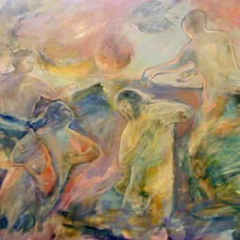 Malerei mit dem Titel "Le baptime" von Maria Foskolaki, Original-Kunstwerk, Tempera