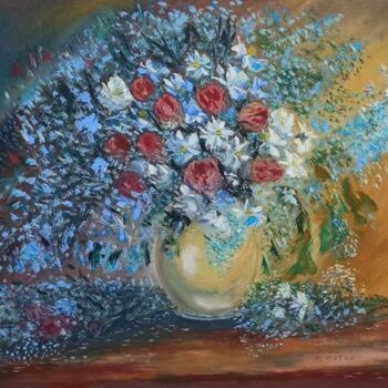 Peinture intitulée "Hope flowers" par Maria Galan, Œuvre d'art originale, Huile Monté sur Châssis en bois