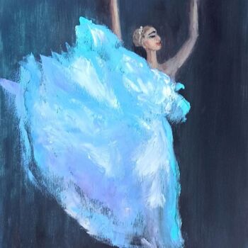 Schilderij getiteld "Ballerina" door Maria Galan, Origineel Kunstwerk, Olie Gemonteerd op Frame voor houten brancard
