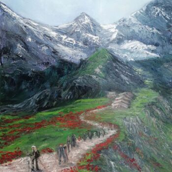Malerei mit dem Titel "Mountain Lovers" von Maria Galan, Original-Kunstwerk, Öl Auf Keilrahmen aus Holz montiert