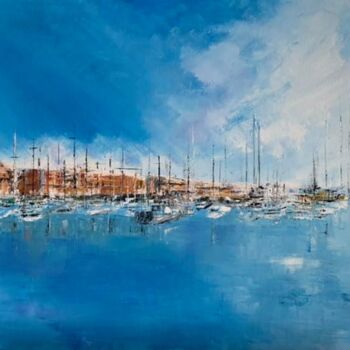Pintura intitulada "Algarve Marina, Por…" por Maria Godinho, Obras de arte originais, Óleo