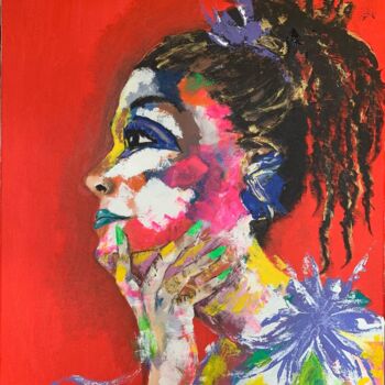 Painting titled "Colorful Woman" by Maria Godinho, Original Artwork, Acrylic