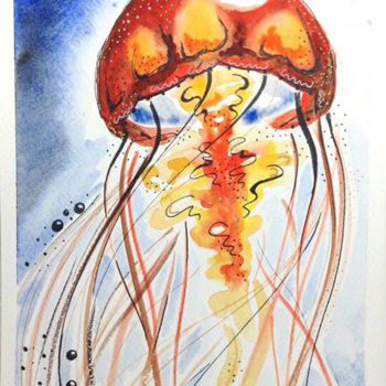 Painting titled "Jellyfish - Medusa#1" by Maria Grazia Sabella, Original Artwork, Watercolor