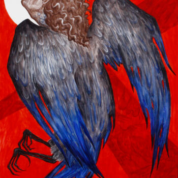 Pintura intitulada "Dead Bird" por Maria Iablonskaia, Obras de arte originais, Têmpera