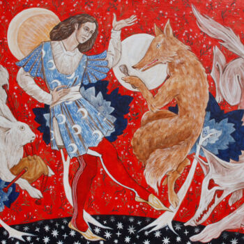 Peinture intitulée "Ai vist lo lop" par Maria Iablonskaia, Œuvre d'art originale, Tempera