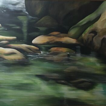 Painting titled "Cachoeira" by Maria Julia Walter, Original Artwork, Oil