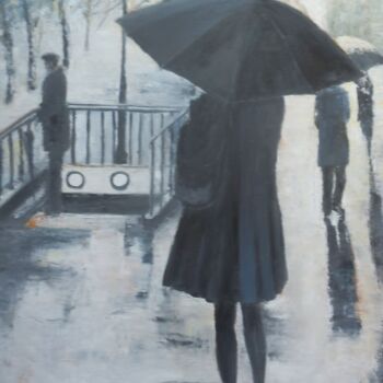 Painting titled "It was raining agai…" by Maria Karalyos, Original Artwork, Oil