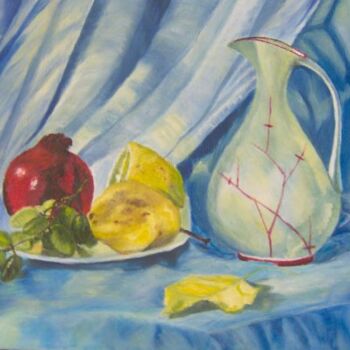 Painting titled "Still life whit fru…" by Maria Karalyos, Original Artwork, Oil