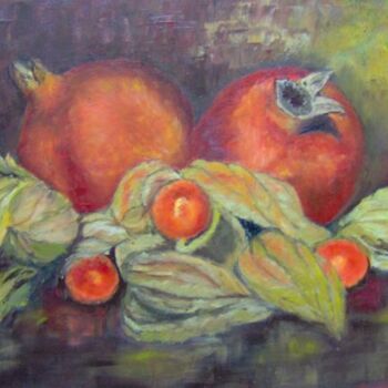 Painting titled "Pomegranate" by Maria Karalyos, Original Artwork, Oil