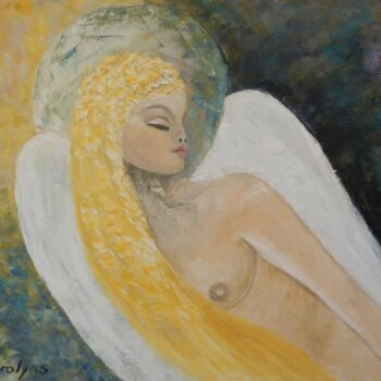 Pintura intitulada "Angel sleeping" por Maria Karalyos, Obras de arte originais, Óleo
