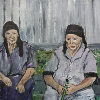 Painting titled "Two old women" by Maria Karalyos, Original Artwork, Oil