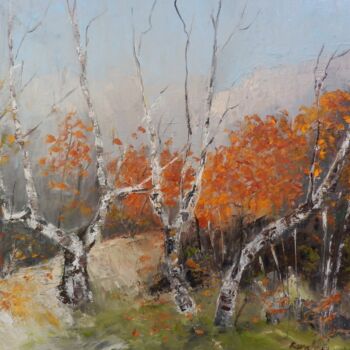 Painting titled "A little autumn" by Maria Karalyos, Original Artwork, Oil