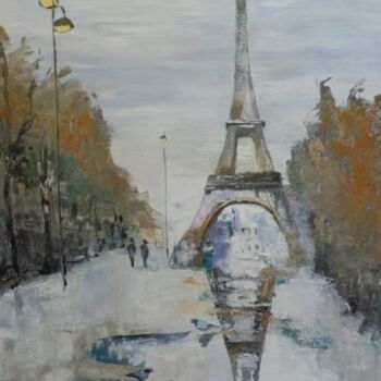 Peinture intitulée "Paris after rain" par Maria Karalyos, Œuvre d'art originale, Huile