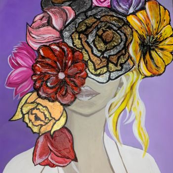 Painting titled "Flower girl" by Maria Klimova, Original Artwork, Acrylic