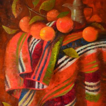 Pittura intitolato "Orange still life" da Maria Kniazeva, Opera d'arte originale, Olio Montato su Telaio per barella in legno