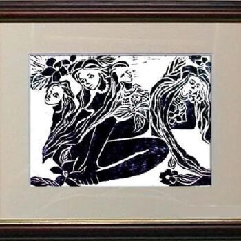 Printmaking titled "10_Figuras em transe" by Maria Lucia Pacheco, Original Artwork, Xylography
