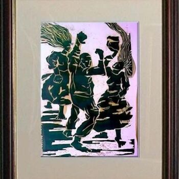 Printmaking titled "15_A dança 2" by Maria Lucia Pacheco, Original Artwork, Xylography
