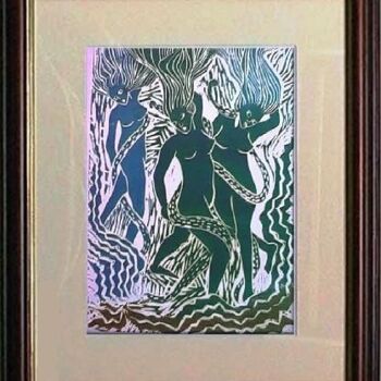 Printmaking titled "19_O Purgatório 2" by Maria Lucia Pacheco, Original Artwork, Xylography