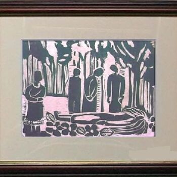 Printmaking titled "20_Despedida" by Maria Lucia Pacheco, Original Artwork, Xylography