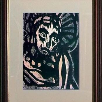 Printmaking titled "30_Cristo" by Maria Lucia Pacheco, Original Artwork, Xylography