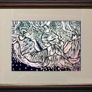 Printmaking titled "33_O repouso" by Maria Lucia Pacheco, Original Artwork, Xylography