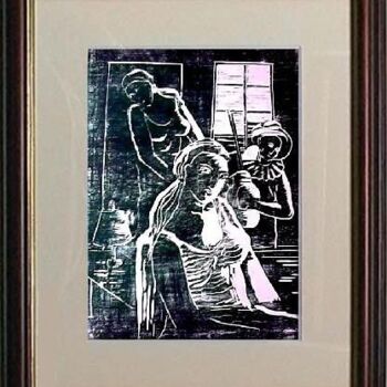 Printmaking titled "35_Cena noturna" by Maria Lucia Pacheco, Original Artwork, Xylography