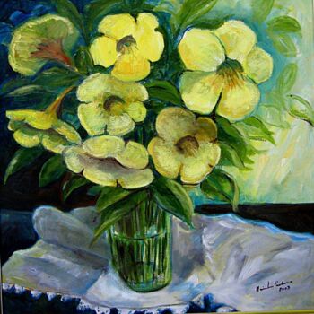 Pintura intitulada "Flores de Pratas" por Maria Lucia Pacheco, Obras de arte originais, Óleo