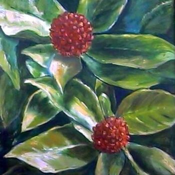 Painting titled "Hortência chinesa" by Maria Lucia Pacheco, Original Artwork, Oil