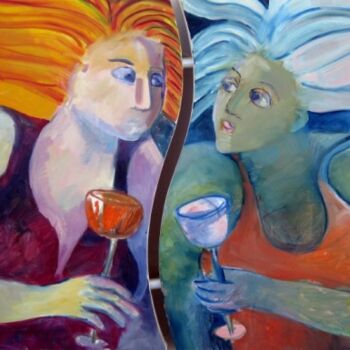 Painting titled "A festa" by Maria Lucia Pacheco, Original Artwork, Oil