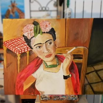 Peinture intitulée "Frida Kahlo being h…" par Mariam, Œuvre d'art originale, Acrylique