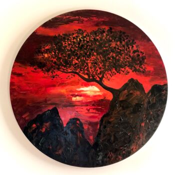 Peinture intitulée "Wild sunset" par Maria Mikileva, Œuvre d'art originale, Huile