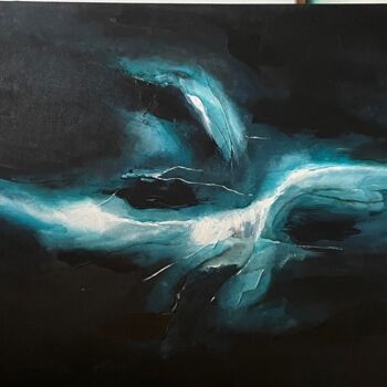 Painting titled "Whale. Abstract art" by Maria Mindal, Original Artwork, Acrylic Mounted on Wood Stretcher frame
