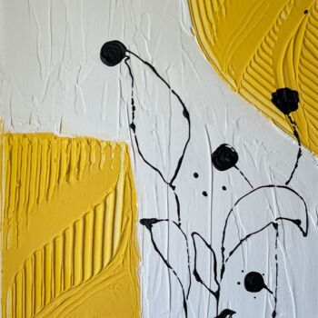 Painting titled "Yellow flowers" by Maria Mindal, Original Artwork, Acrylic Mounted on Wood Stretcher frame