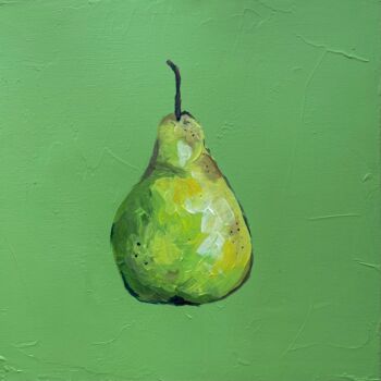 Painting titled "Sweet Pear Memories…" by Maria Mindal, Original Artwork, Acrylic Mounted on Wood Stretcher frame