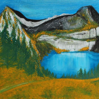 Картина под названием "Mountain lake" - Maria Molchanova, Подлинное произведение искусства, Акрил