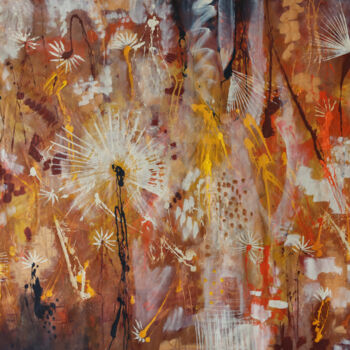 Картина под названием "Floral abstraction" - Maria Moretti, Подлинное произведение искусства, Масло Установлен на Деревянная…